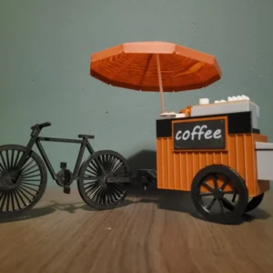 Coffee Bike & Trailer - مجسم عربة القهوة المتنقلة بتصميم "باريستا الشارع" الكلاسيكي